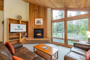 Smart TV, fireplace, DVD player