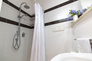 Regadera, secadora de cabello, bidet, toallas 