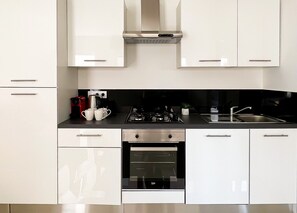 Fridge, microwave, oven, dishwasher