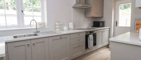 Fridge, dishwasher, electric kettle, toaster