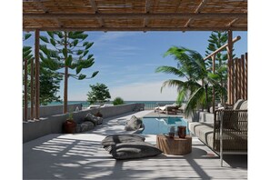 Outdoor pool, a heated pool - Aisio Suite | walk out Sea View patio with Private Heated Pool (Thira)