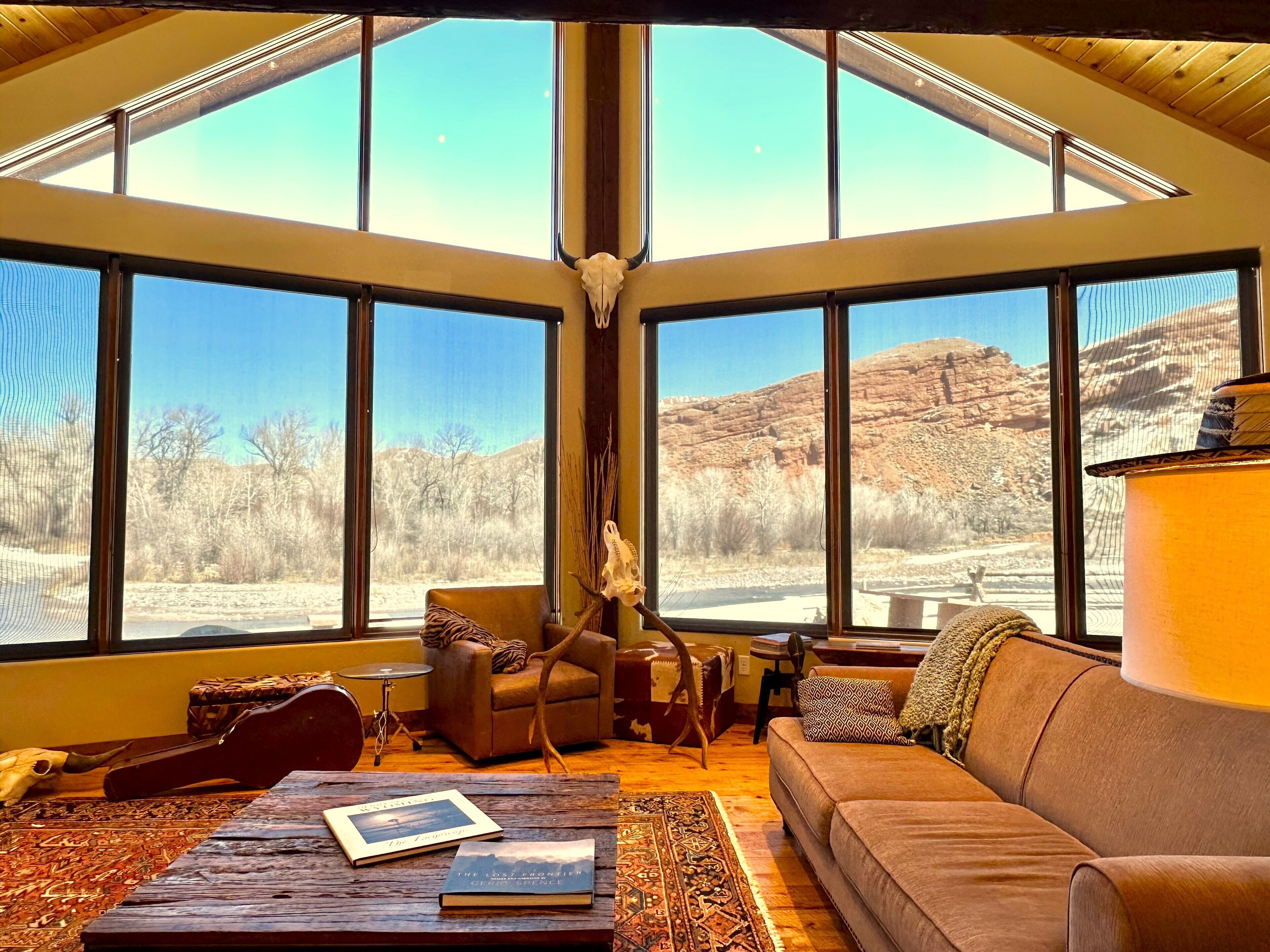 Red Cliffs, exclusive riverfront property, with freshwater swimming pond.