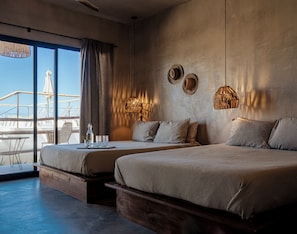 Chambre Double Deluxe, 2 grands lits, vue jardin | Literie de qualité supérieure, matelas mémoire de forme