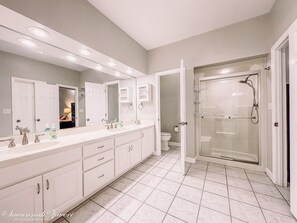 Hair dryer, towels, toilet paper