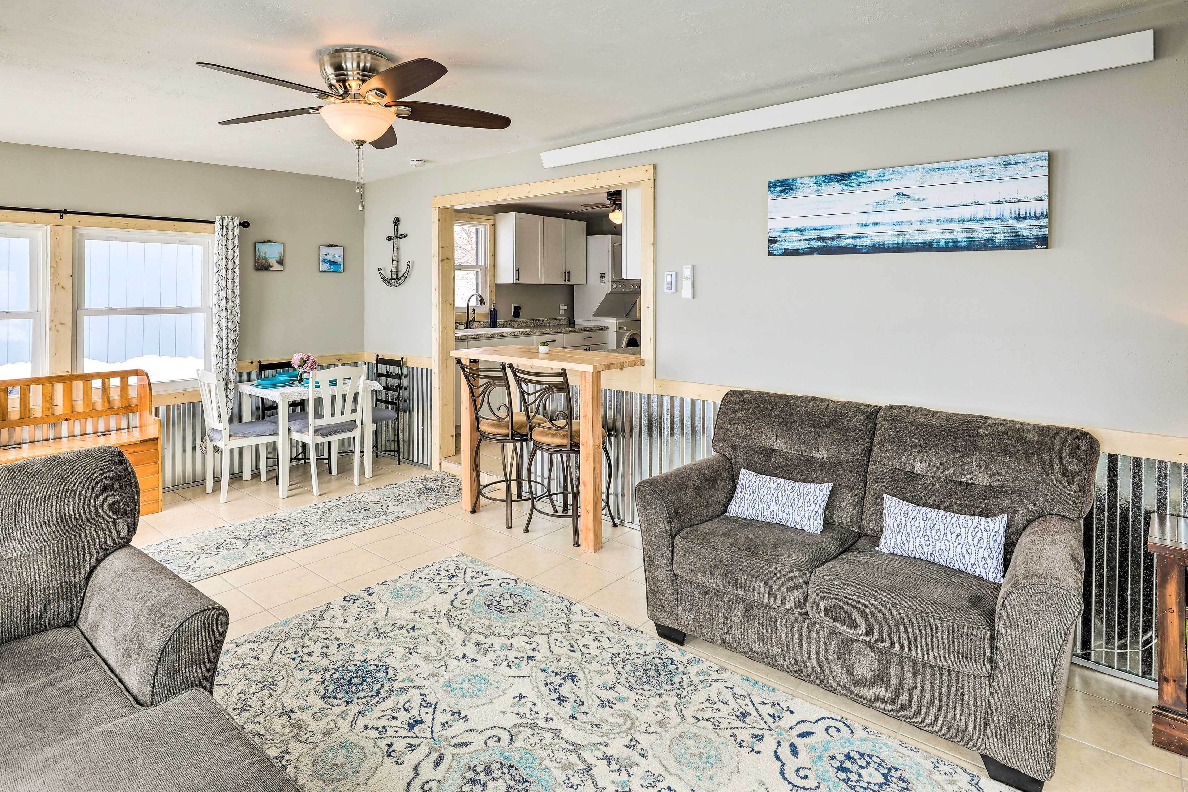 Lakefront Vacation Rental with Fire Pit & Dock!