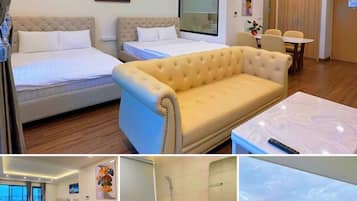 Individually decorated, individually furnished, desk, laptop workspace