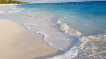 On the beach, white sand