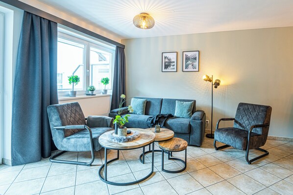 55-inch flat-screen TV with cable channels