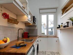 Fridge, microwave, oven, toaster