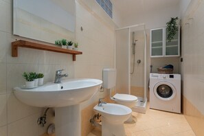 Dusche, Haartrockner, Bidet, Handtücher