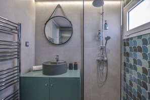 Hair dryer, towels, toilet paper