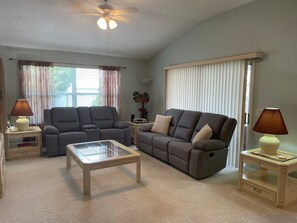 Villa, Multiple Beds, Pool Access, Garden View | Living area | TV - 441 Brentwood Ave (The Villages)