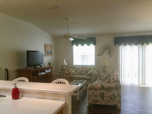 Villa, Multiple Beds, Lanai, Garden View | Living area | TV - 1598 Bayou Pl (The Villages)