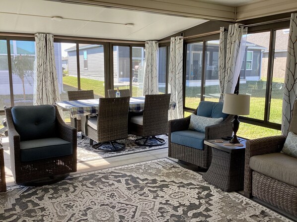 House, Multiple Beds, Lanai, Garden View | Living area | TV - 2430 Manisha Ln (The Villages)