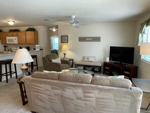 Villa, Multiple Beds, Lanai, Garden View | Living area | TV