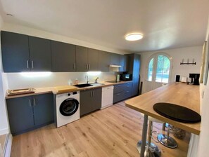 Fridge, microwave, oven, dishwasher