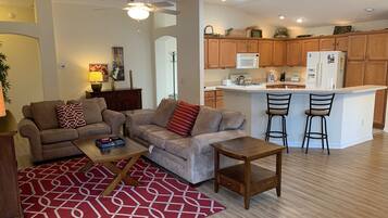 Villa, Multiple Beds, Lanai, Garden View | Living area | TV