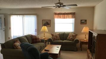 Villa, Multiple Beds, Patio, Garden View | Living area | TV