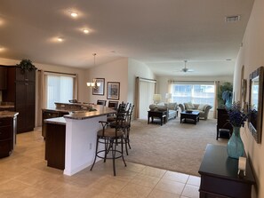 Villa, Multiple Beds, Lanai, Garden View | Private kitchen | Fridge, microwave, oven, stovetop