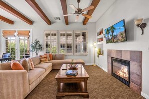 TV, fireplace, offices