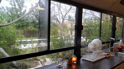 This public bus was converted into a cool and comfortable living space. Located.