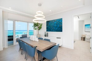 Condo, Multiple Beds, Pool Access, Ocean View (#201) | Dining - Rum Point Club #201 (North Side)