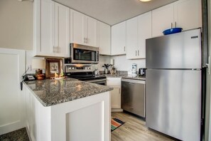 Fridge, microwave, oven, dishwasher