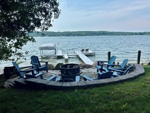 Terrace/patio - Awesome Game Room; Near Boyne Mtn; Fireplace; Stunning Lakefront Reno; Huge Deck (East Jordan)