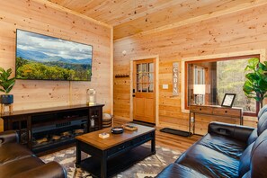 Smart TV, fireplace, table tennis, books