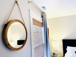 3 bedrooms, desk, blackout curtains, iron/ironing board