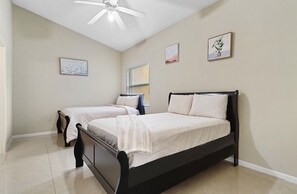 2 bedrooms, bed sheets