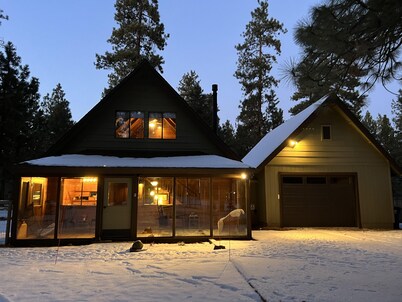 Wooden A-Frame Cabin Nestled in the Tall Pines
