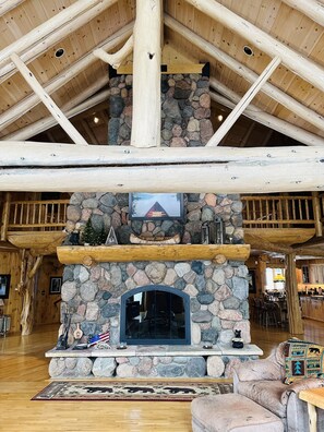 Interior - Total privacy, private beach, one of a kind full log home (Presque Isle)