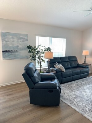 TV, DVD player, books, video library