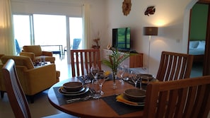 Deluxe Villa, Bay View | Living area | 96-cm Smart TV with cable channels - La Trouvaille Holiday Chalets (Mahé Island)