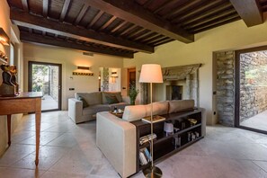 TV, fireplace
