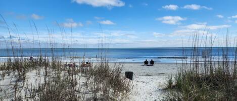 Chaises longues, serviettes de plage