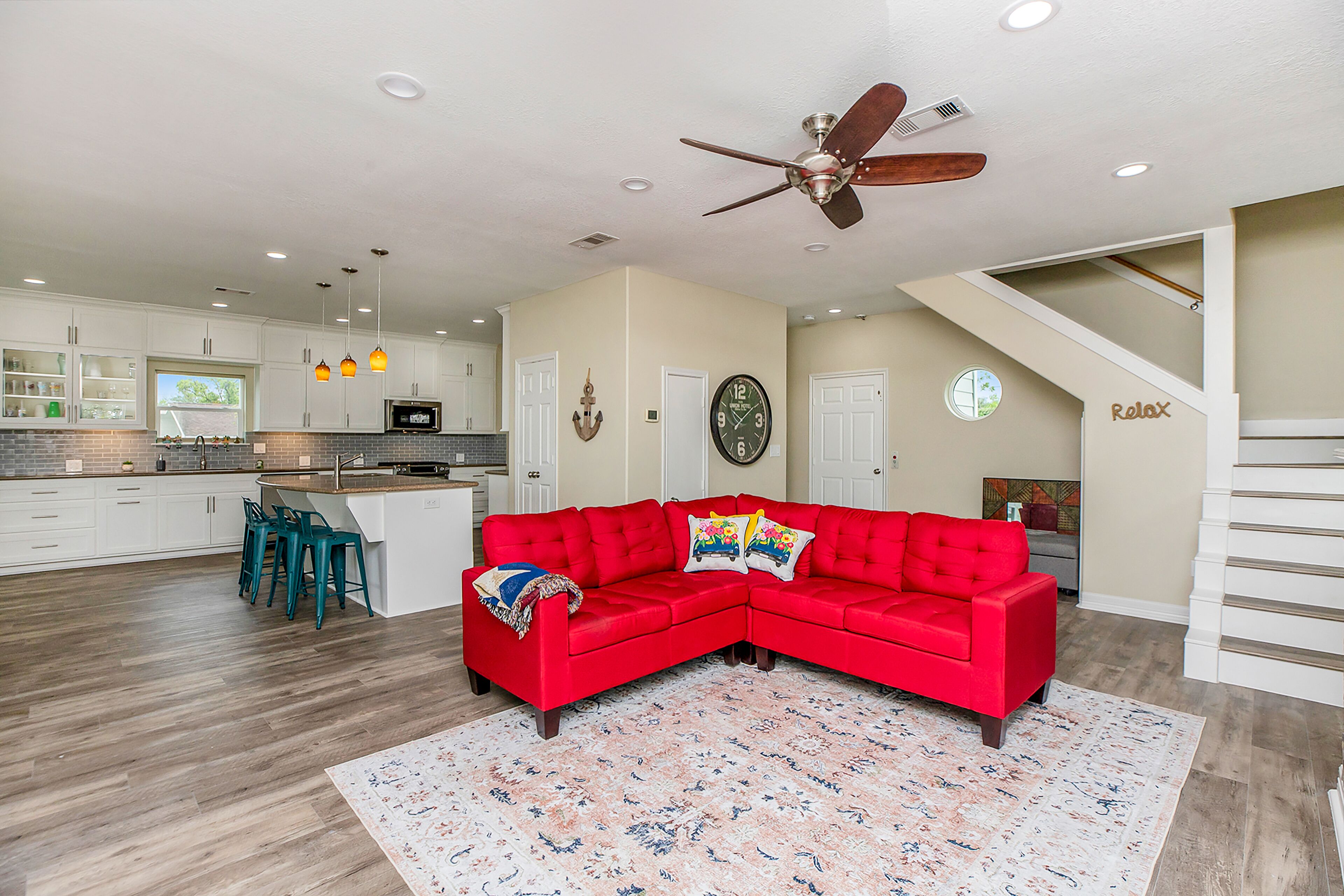 Amazing dog-friendly water view home with patio, fireplace, full kitchen, & TV