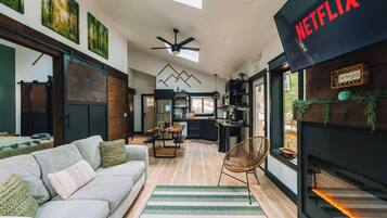 TV, fireplace, offices