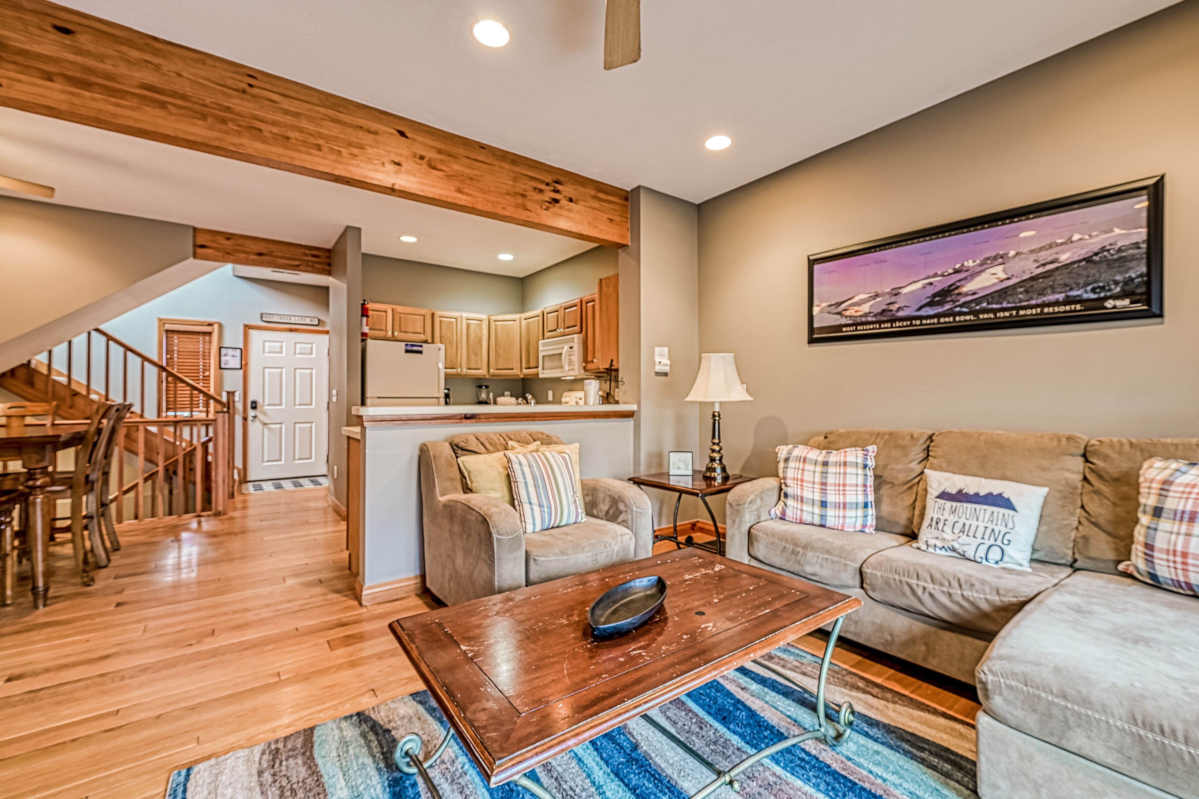 Spacious townhome with balconies, hot tub, pool table, & fireplace