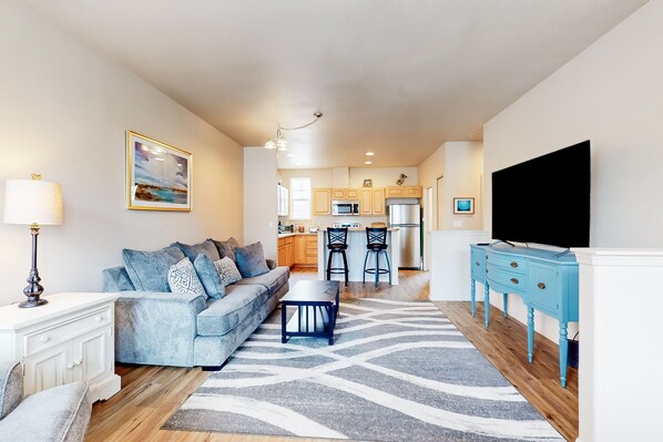 TV - Dog-friendly condo with river views, private W/D, full kitchen, & great location (Florence)