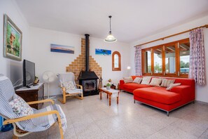 TV, fireplace