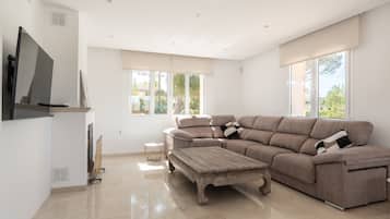 TV, fireplace, streaming services