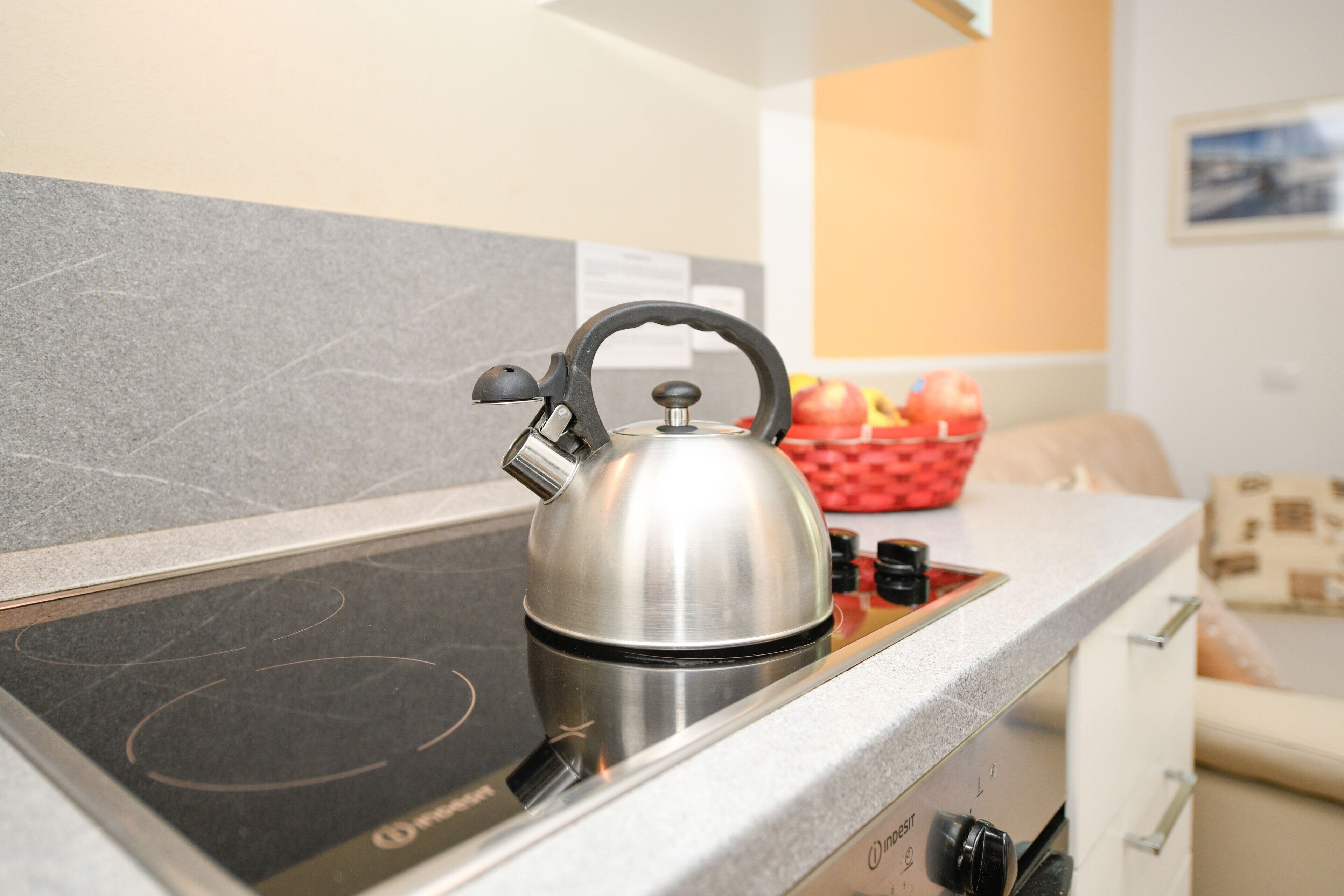 Fridge, oven, stovetop, electric kettle