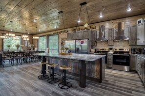 Fridge, microwave, oven, stovetop - Spacious 10BR Luxury Lodge w/ Indoor Pool, Theater, Hot Tub & Views - Sleeps 38 (Sevierville)