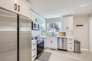 Fridge, microwave, oven, stovetop - Centrally Located Lakewood Duplex - Large Fenced Yard - Family Retreat (Lakewood)