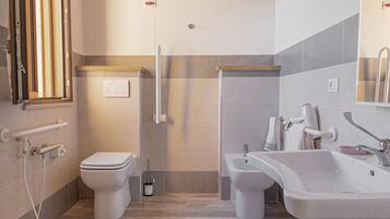 Shower, rainfall showerhead, hair dryer, bidet