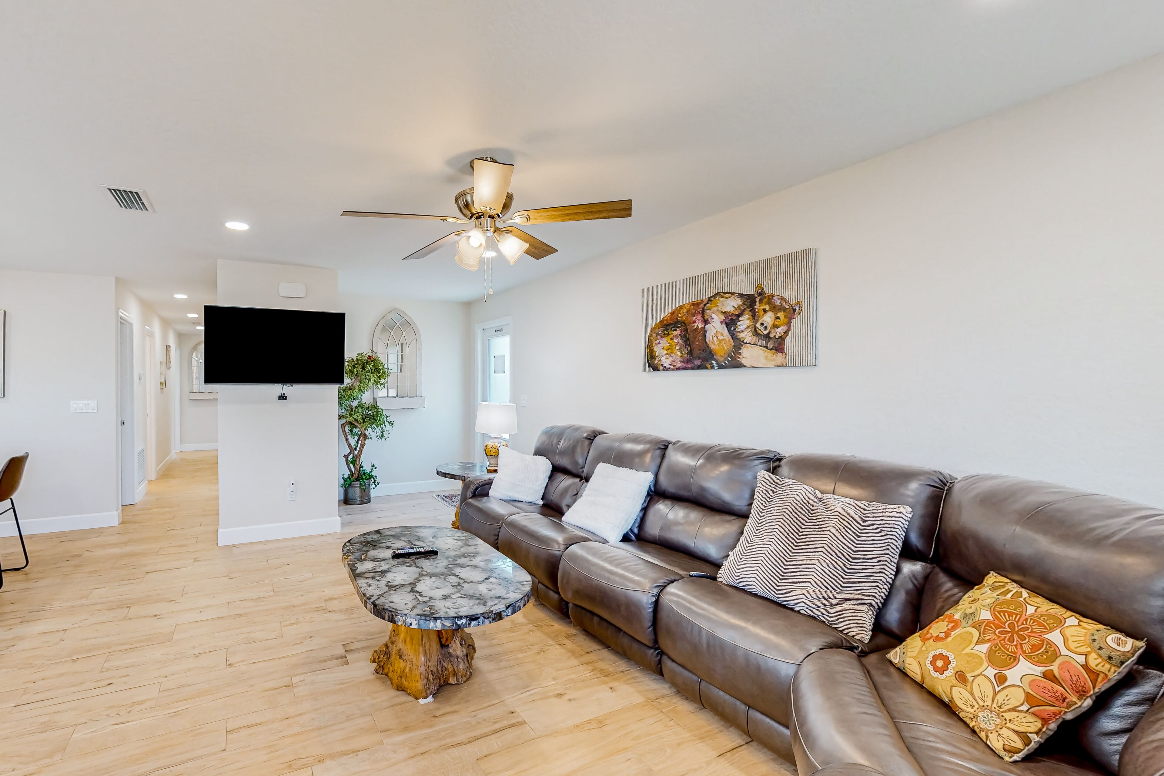 Inviting home with beach access, full kitchen, central AC, & W/D