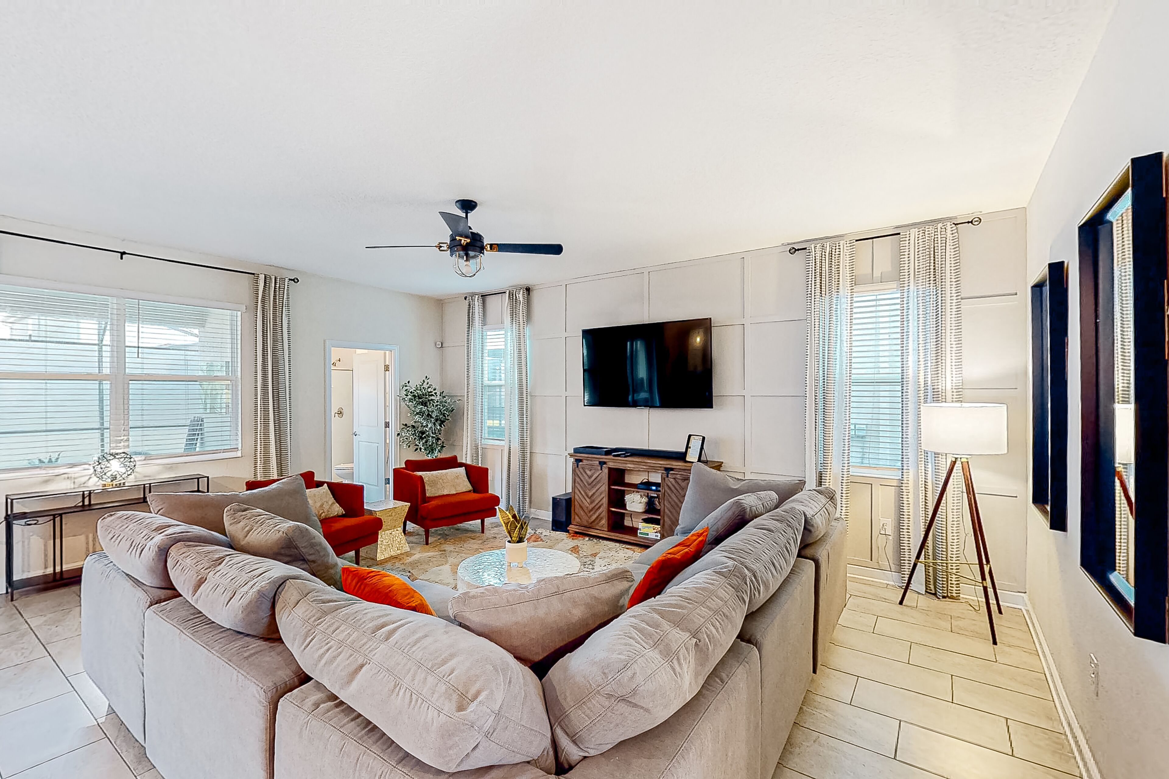 Sunny, dog-friendly home with a pool, game room & six bedrooms