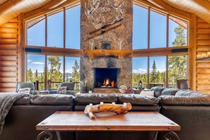 Smart TV, fireplace, DVD player, books